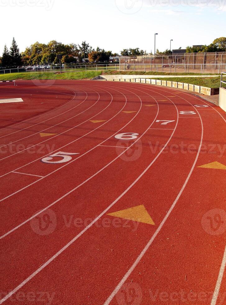 Curve On Running Track At Community College photo