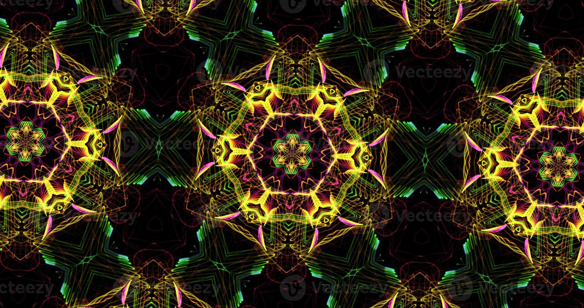 Kaleidoscopic Pattern On Dark Background In Vibrant Colors photo