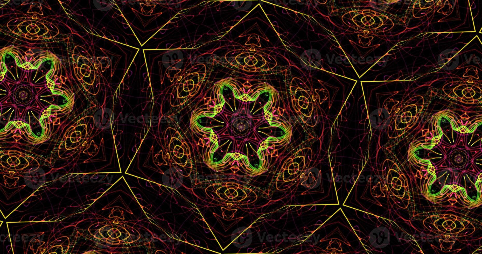 Kaleidoscopic Pattern On Dark Background In Vibrant Colors photo
