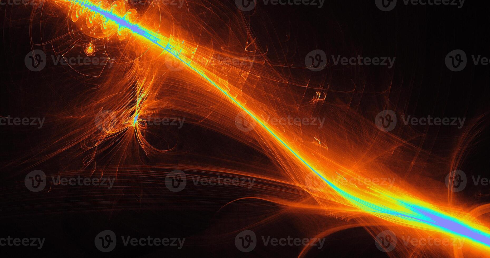 Orange Yellow Blue Abstract Lines Curves Particles Background photo