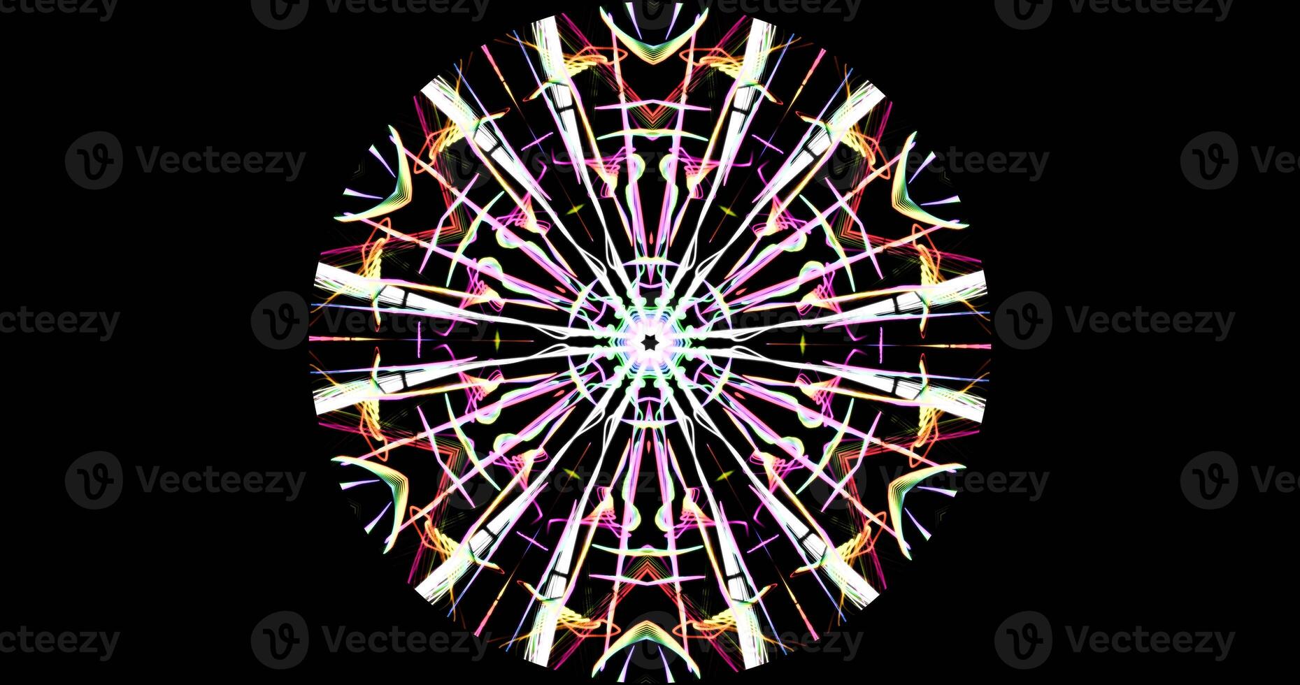Kaleidoscopic Pattern On Dark Background In Vibrant Colors photo