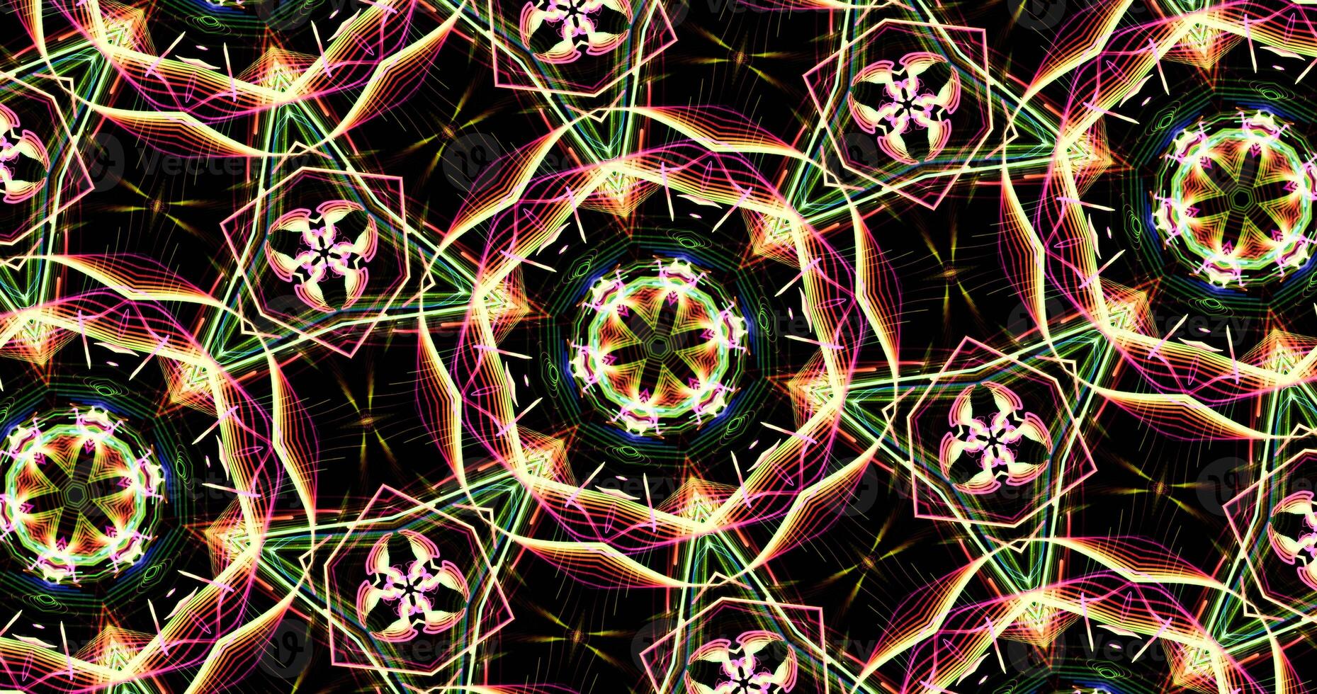 Kaleidoscopic Pattern On Dark Background In Vibrant Colors photo