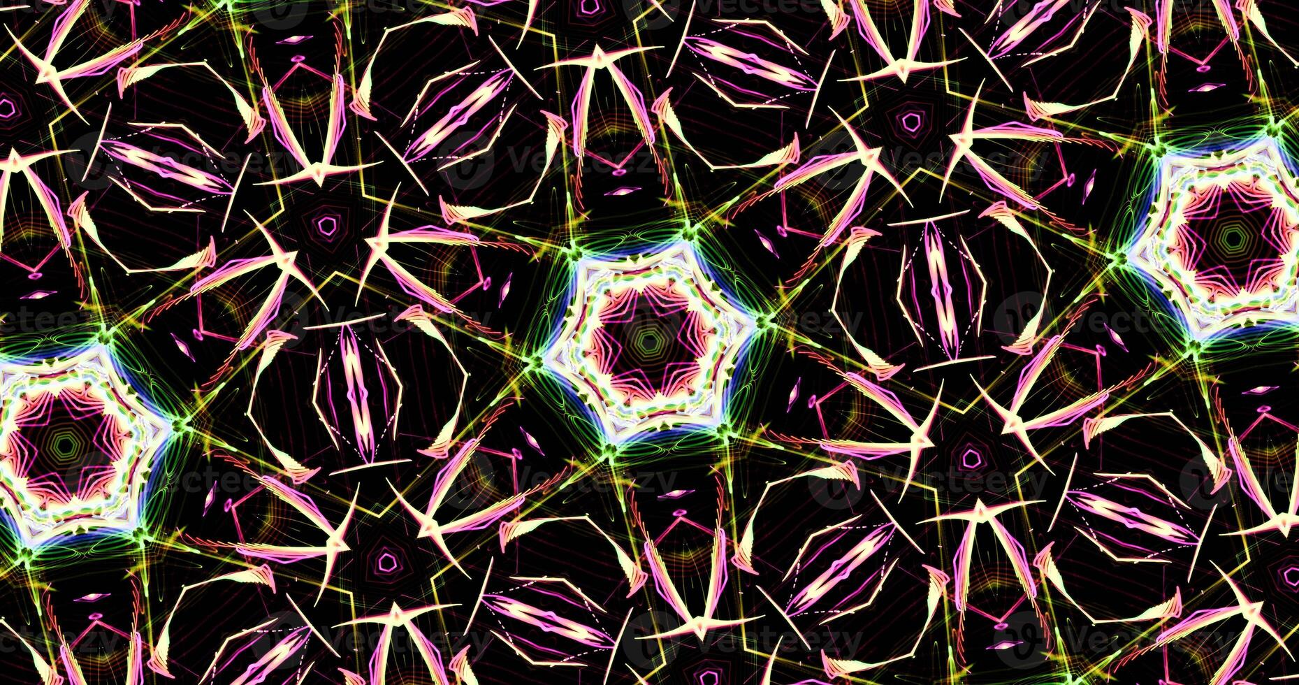 Kaleidoscopic Pattern On Dark Background In Vibrant Colors photo