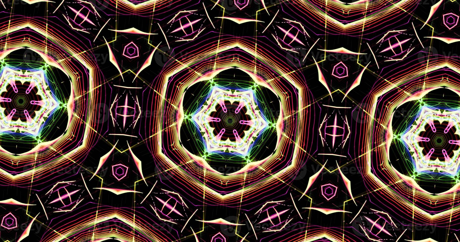 Kaleidoscopic Pattern On Dark Background In Vibrant Colors photo