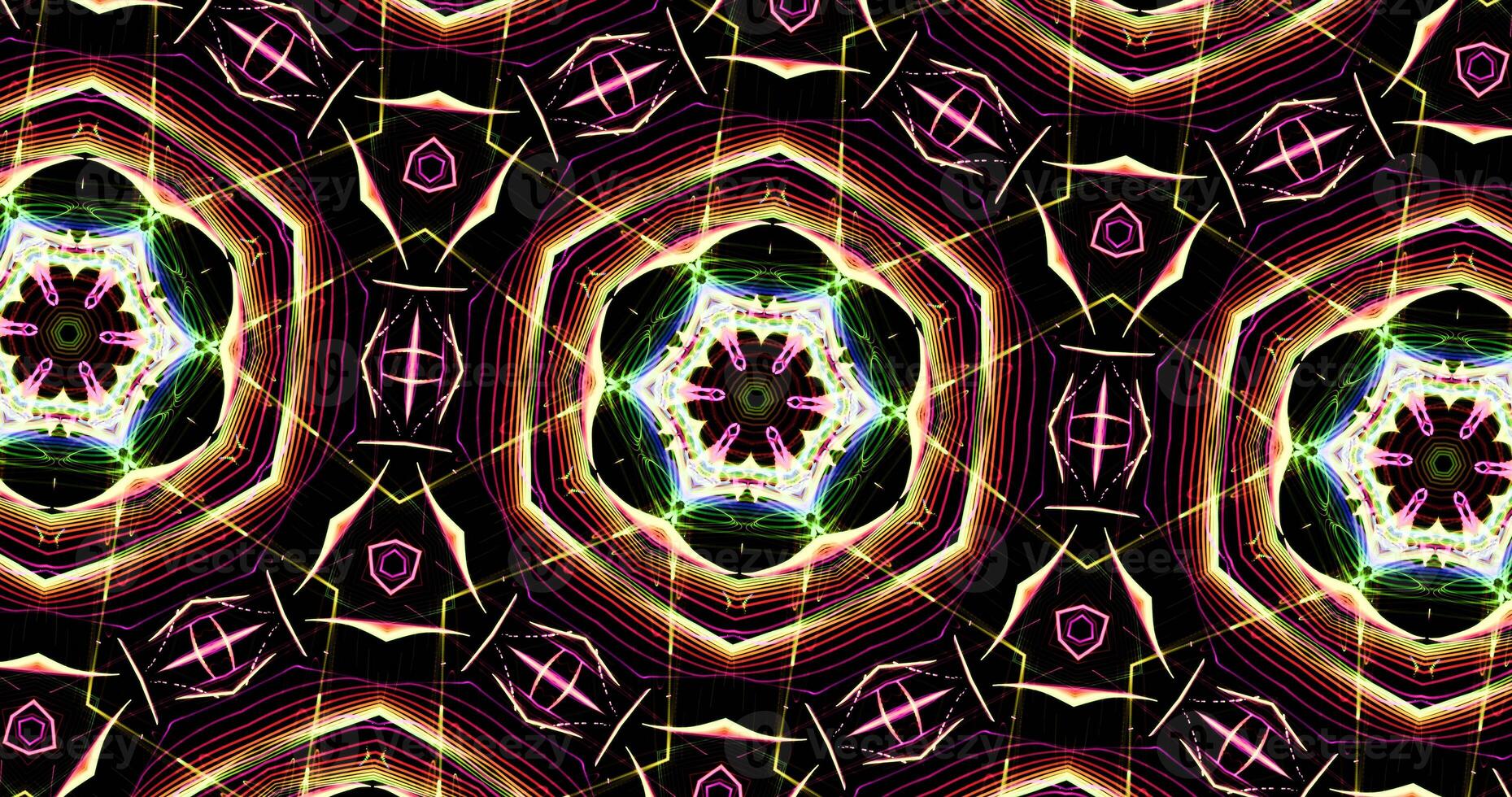 Kaleidoscopic Pattern On Dark Background In Vibrant Colors photo