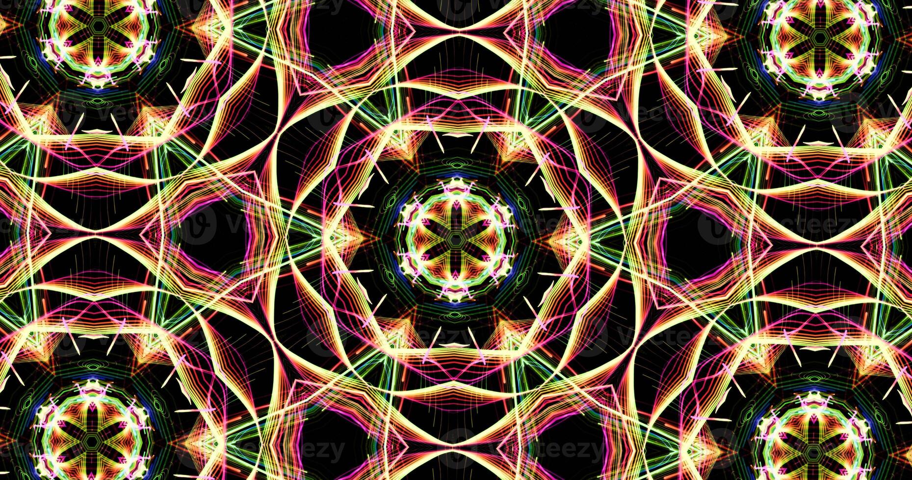 Kaleidoscopic Pattern On Dark Background In Vibrant Colors photo