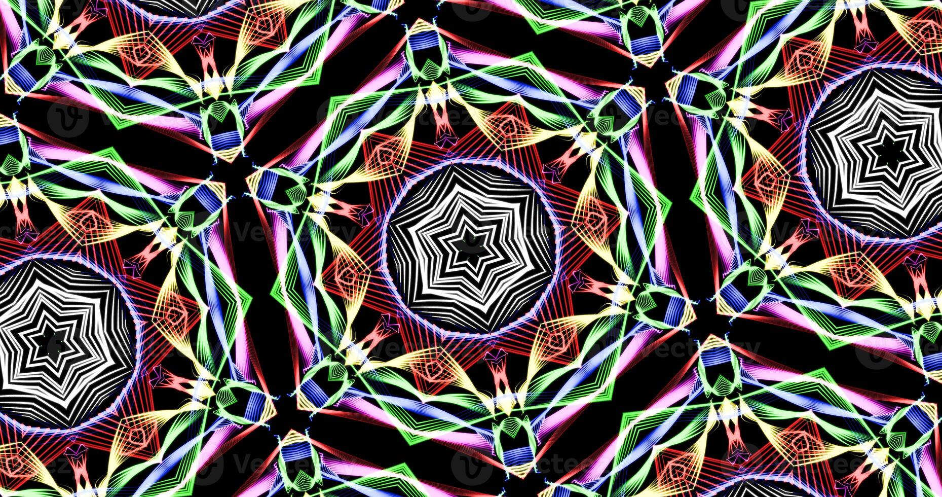 Kaleidoscopic Pattern On Dark Background In Vibrant Colors photo