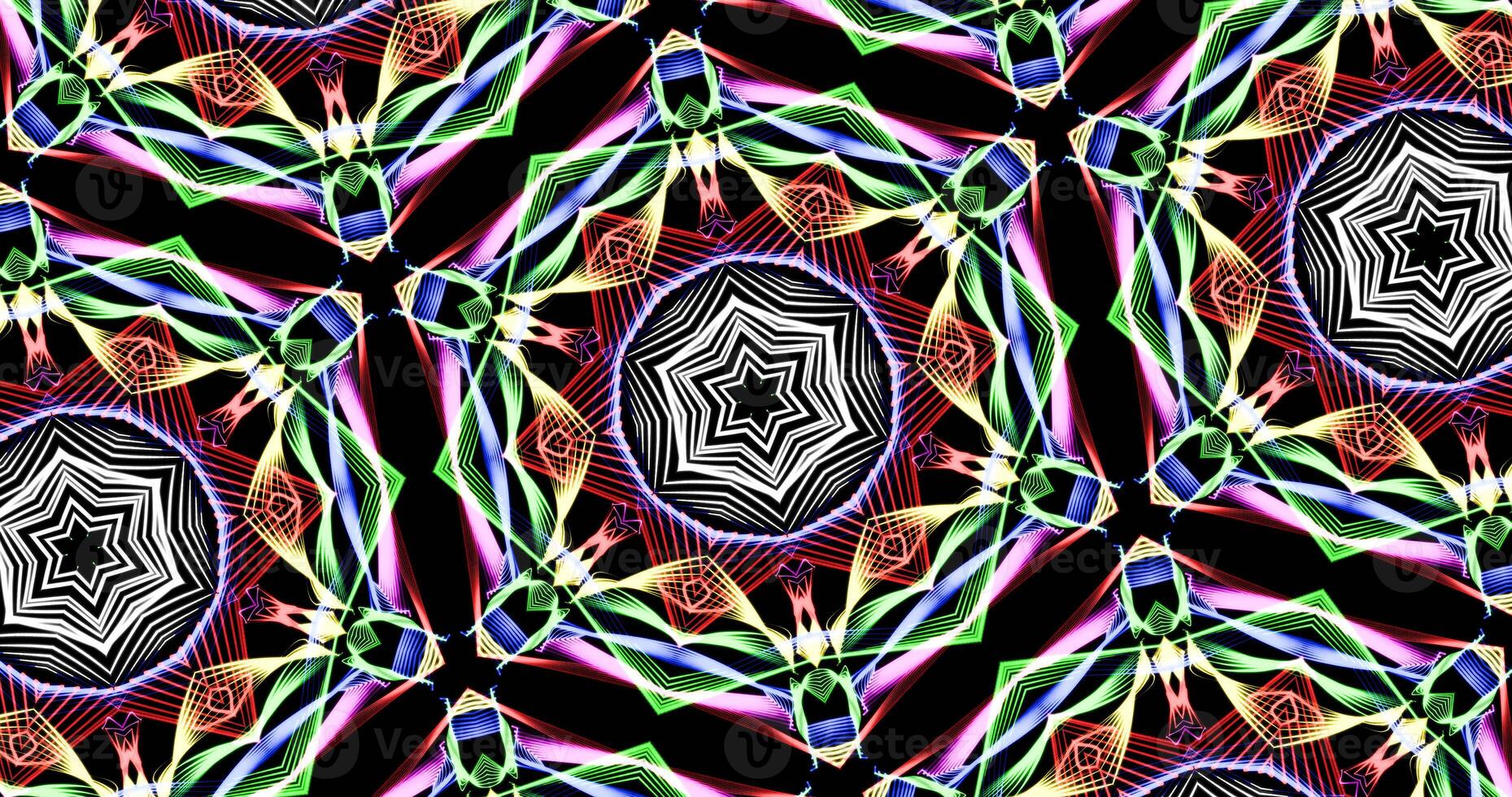 Kaleidoscopic Pattern On Dark Background In Vibrant Colors photo