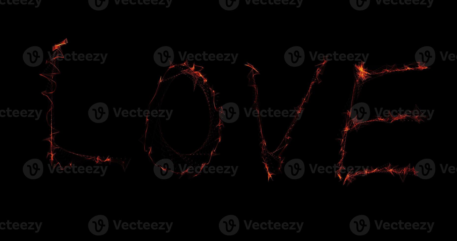 Word LOVE In Flame-Like Orange And Red Lines photo