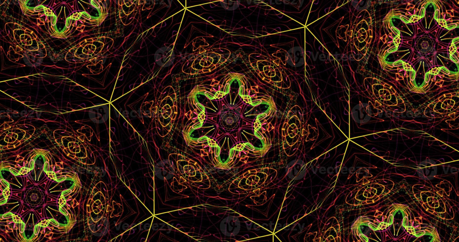 Kaleidoscopic Pattern On Dark Background In Vibrant Colors photo