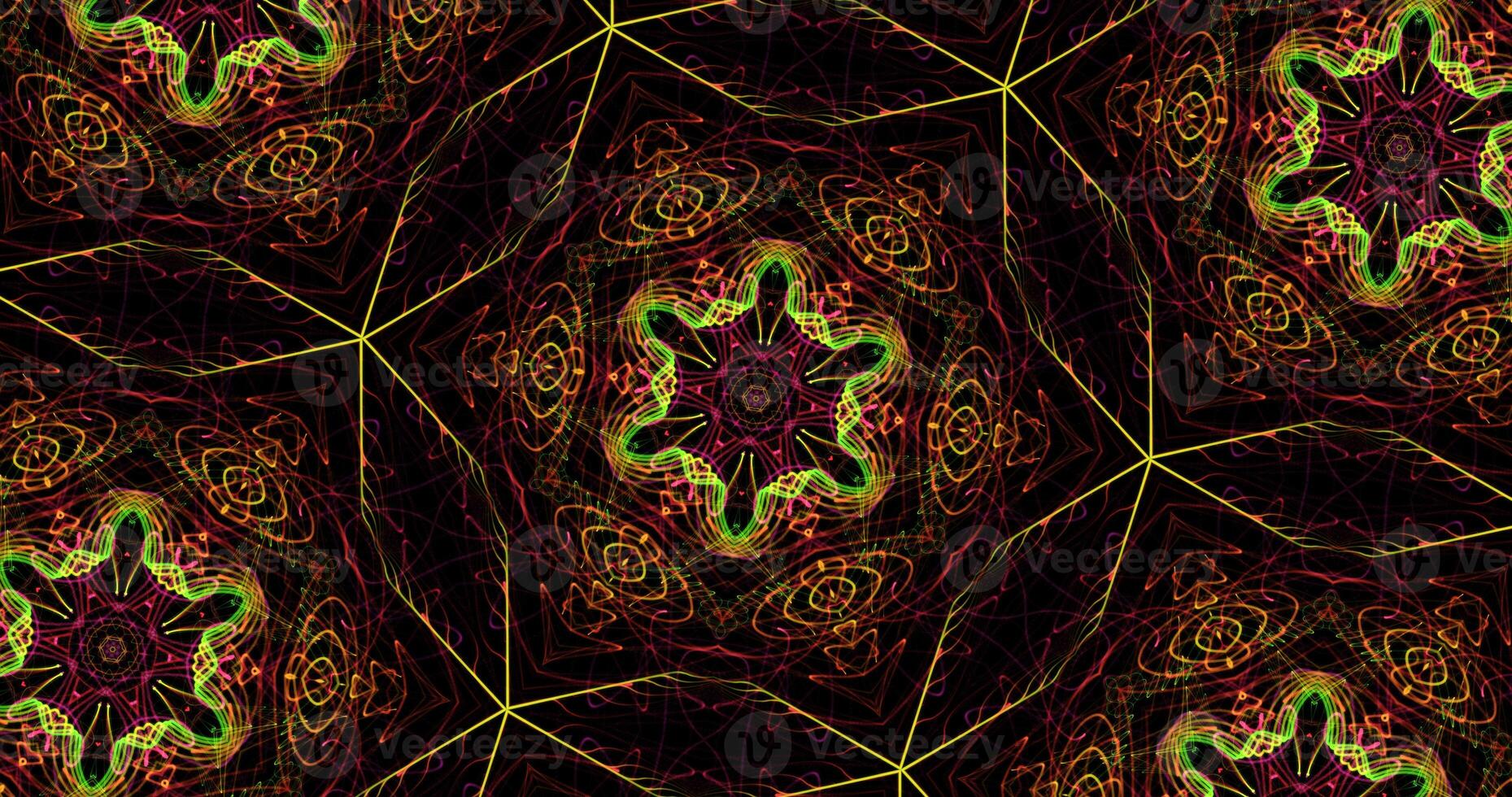 Kaleidoscopic Pattern On Dark Background In Vibrant Colors photo