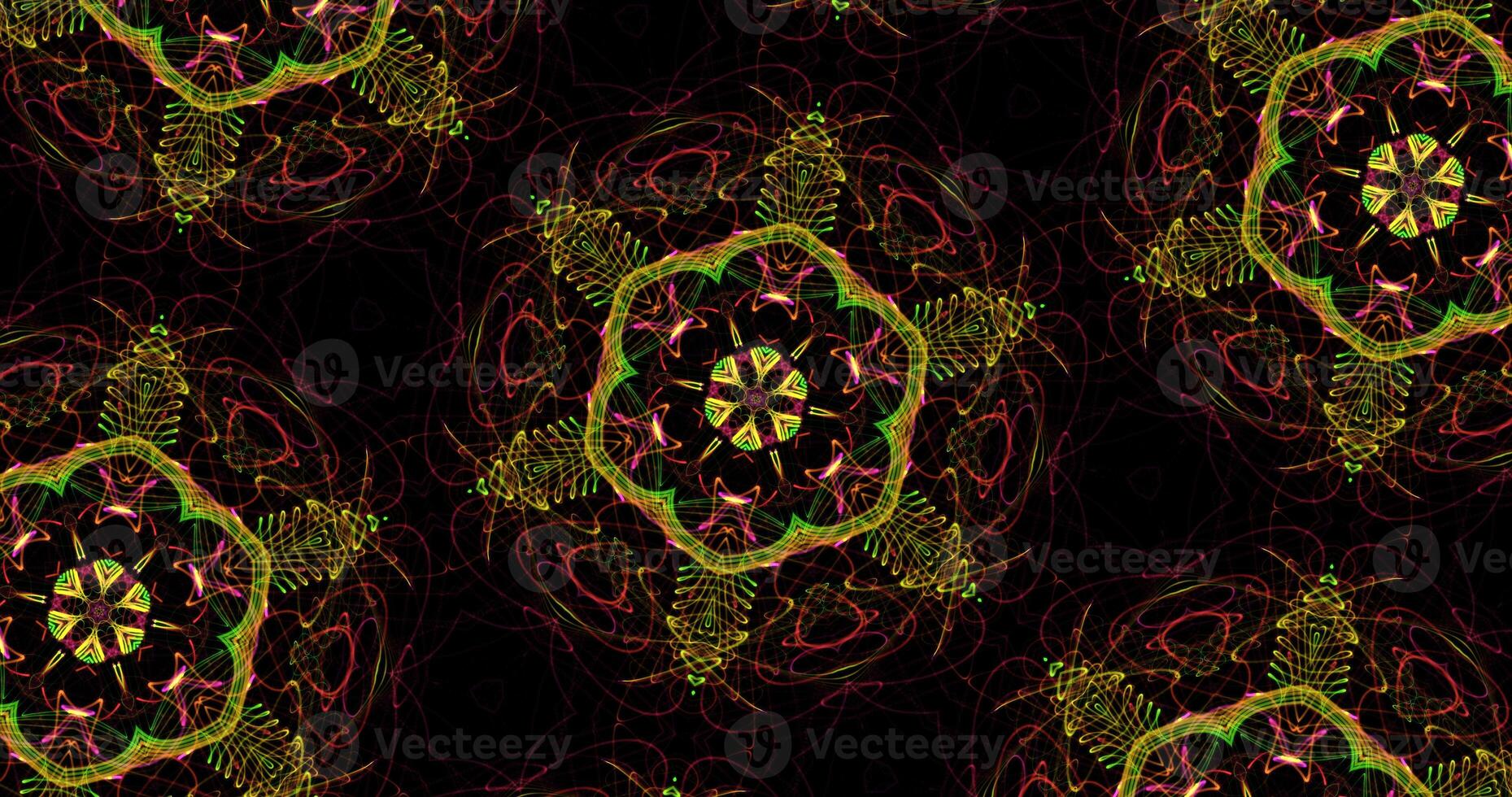 Kaleidoscopic Pattern On Dark Background In Vibrant Colors photo