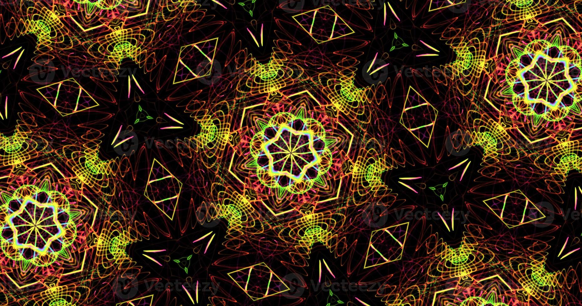 Kaleidoscopic Pattern On Dark Background In Vibrant Colors photo