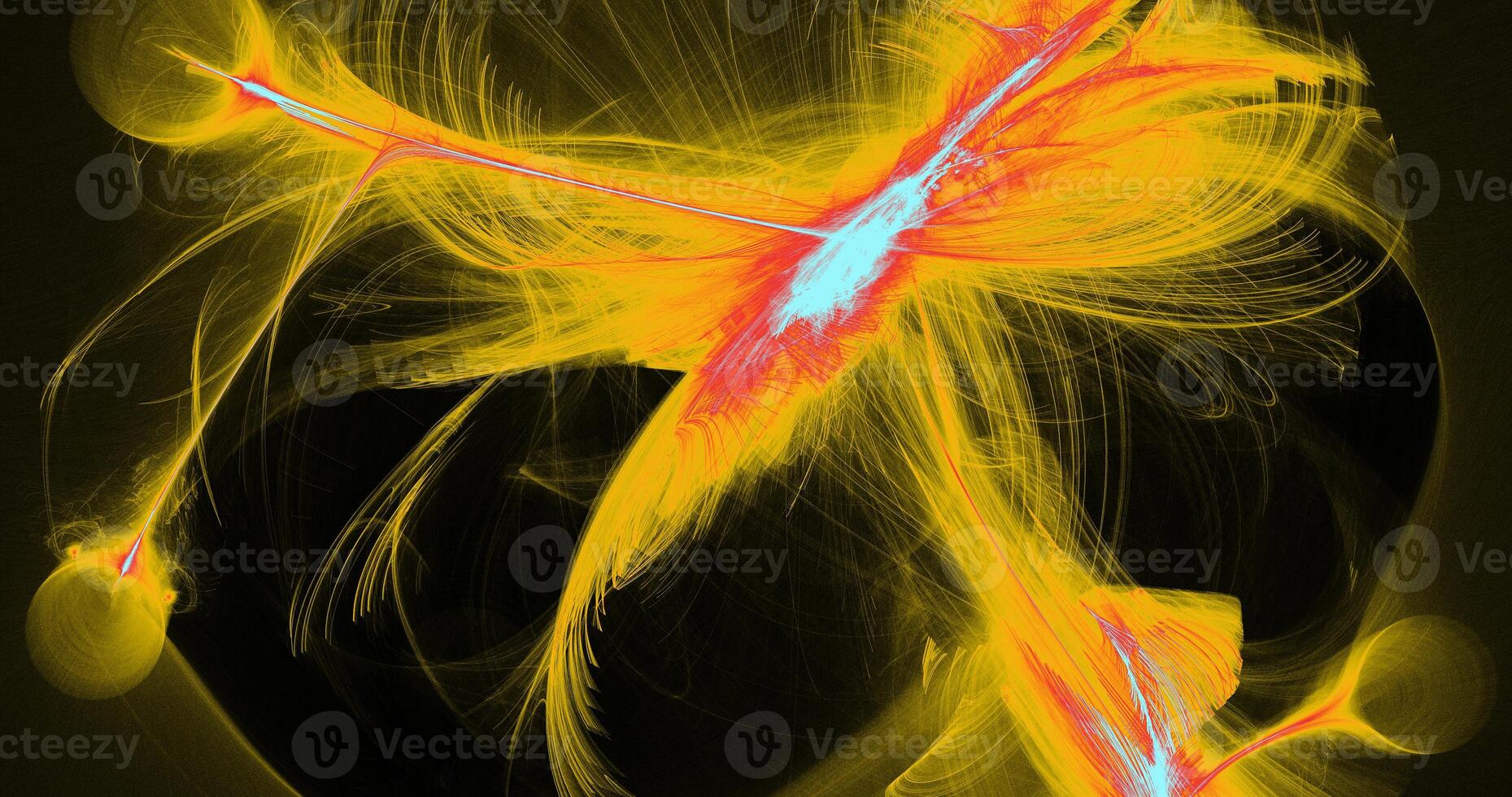 Yellow Red And Blue Abstract Lines Curves Particles Background photo