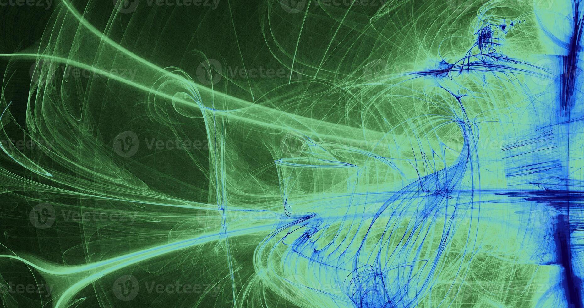 Abstract Design Pattern Blue Green Lines Curves Particles photo