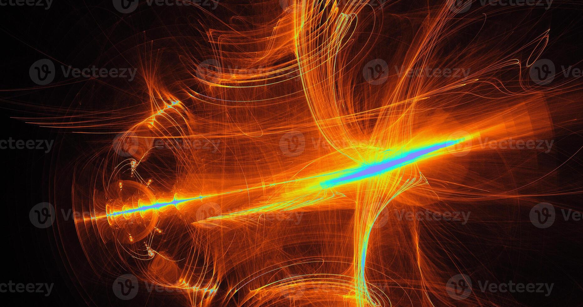 Orange Yellow Blue Abstract Lines Curves Particles Background photo