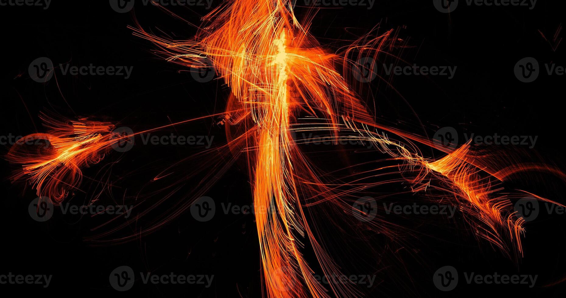 Orange Abstract Lines Curves Particles Background photo