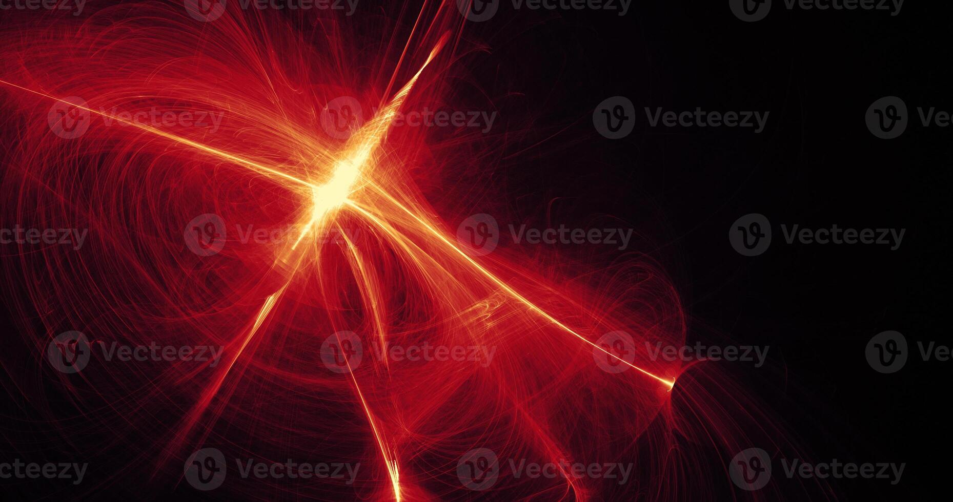 Abstract Lines Curves Particles In Red And Yellow On Dark Background photo