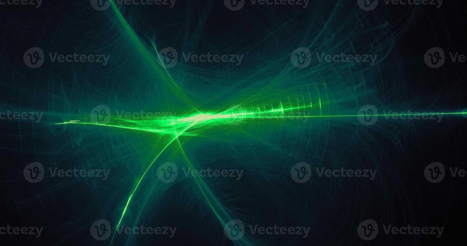 Abstract Design Against Dark Background In Green Lines Curve Particles photo