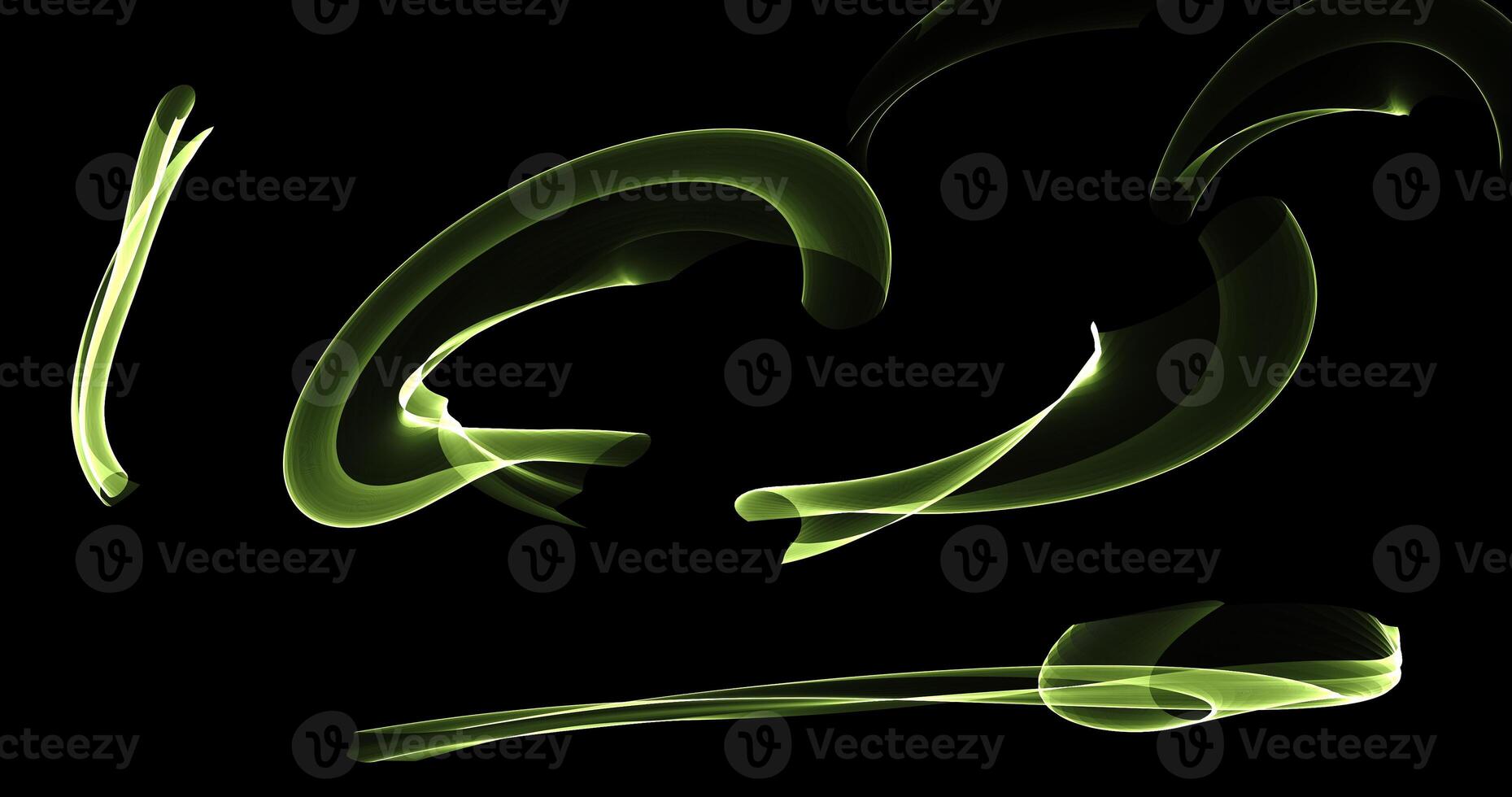 Abstract Designs On Dark Background In Light Green Swirls photo