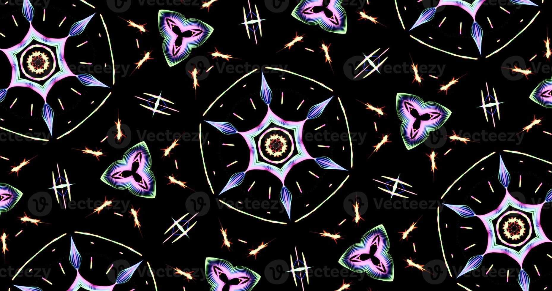 Kaleidoscopic Pattern On Dark Background In Vibrant Colors photo