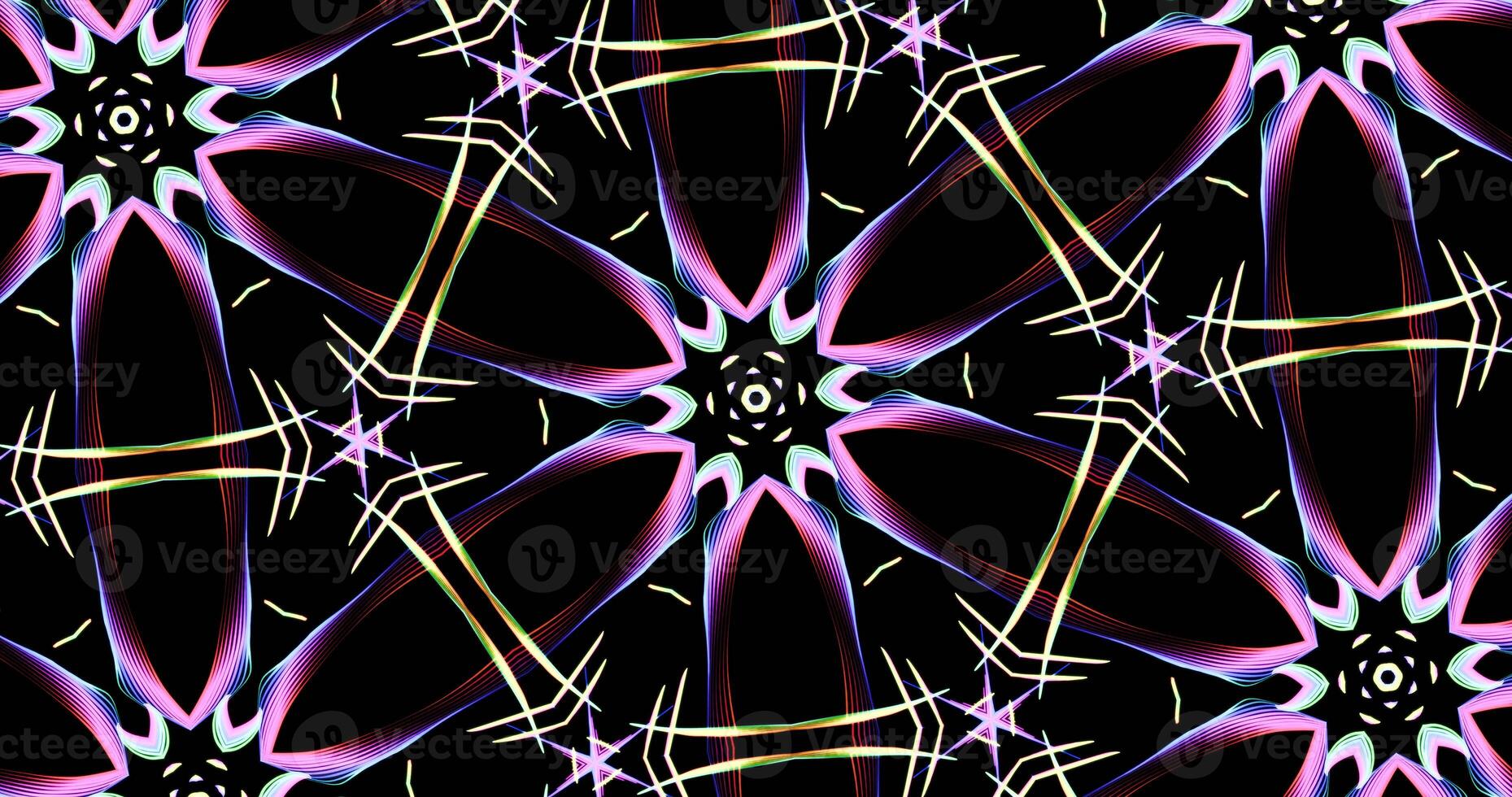 Kaleidoscopic Pattern On Dark Background In Vibrant Colors photo