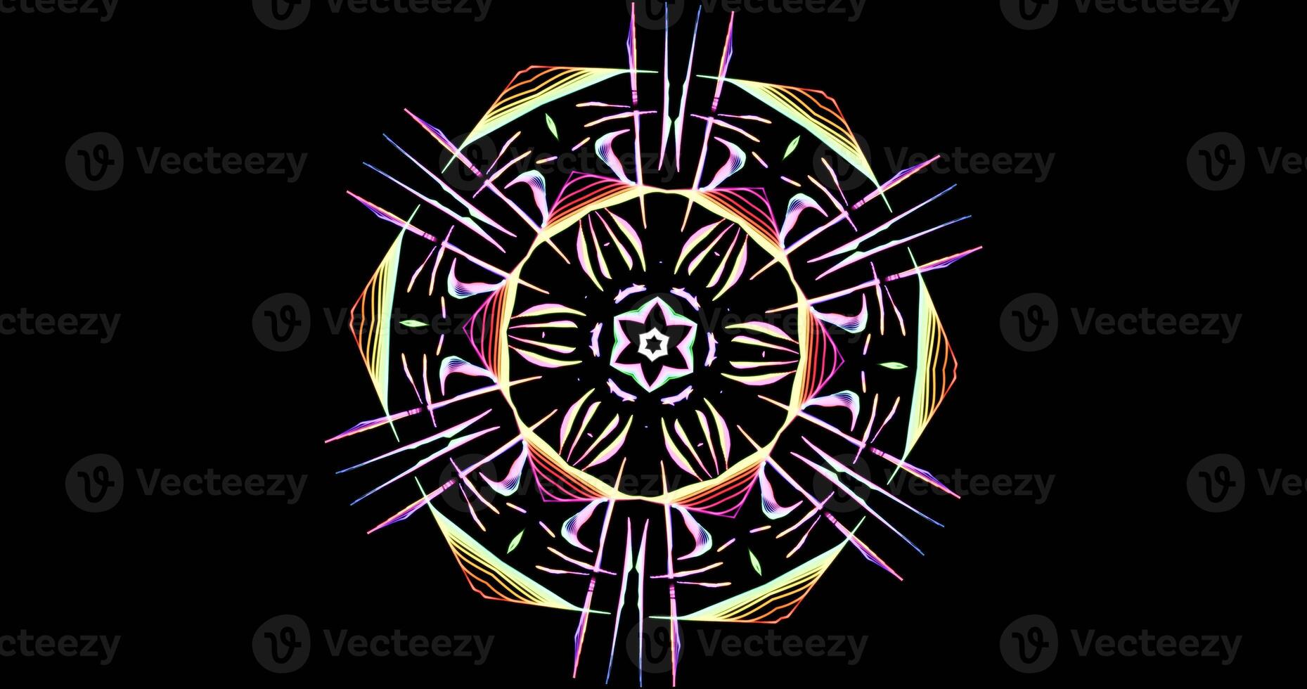 Kaleidoscopic Pattern On Dark Background In Vibrant Colors photo
