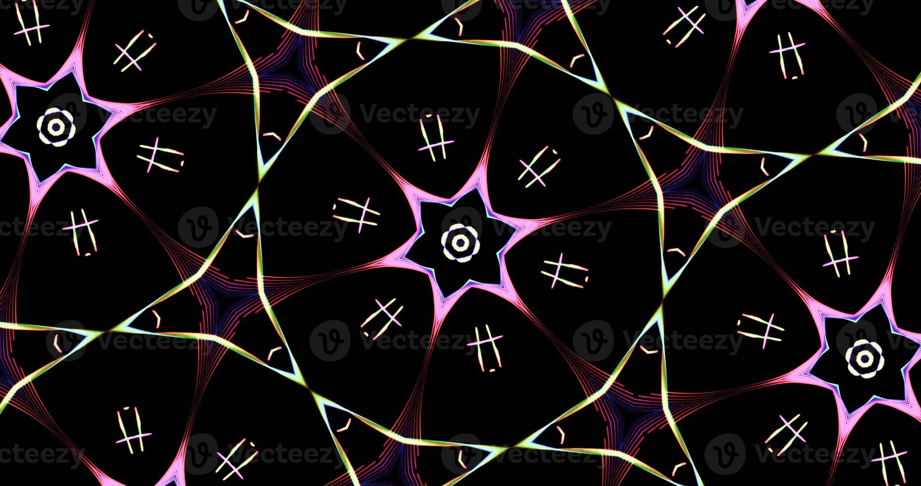 Kaleidoscopic Pattern On Dark Background In Vibrant Colors photo