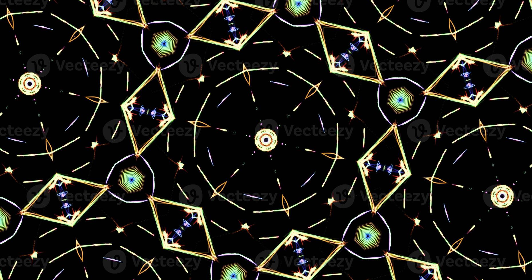 Kaleidoscopic Pattern On Dark Background In Vibrant Colors photo