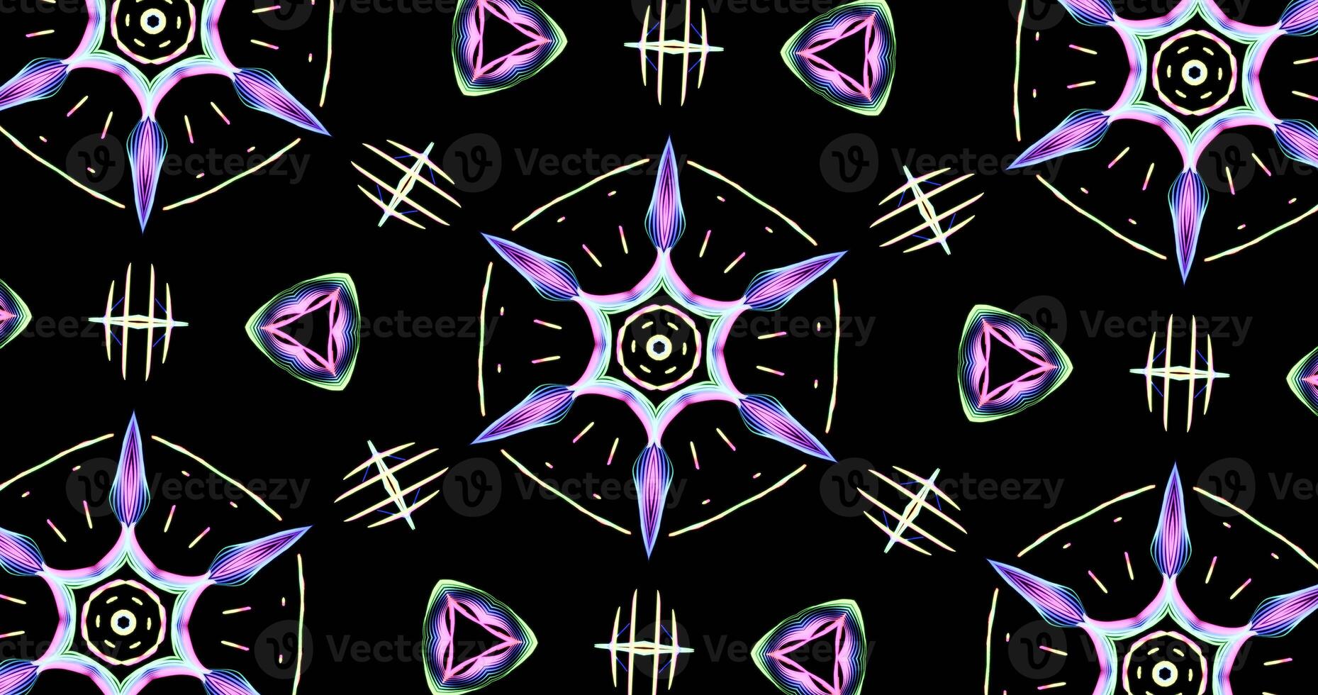 Kaleidoscopic Pattern On Dark Background In Vibrant Colors photo