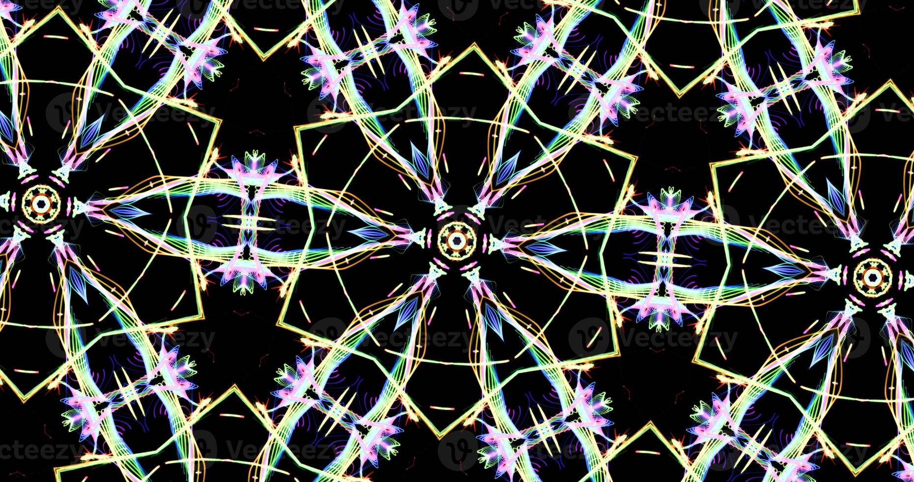 Kaleidoscopic Pattern On Dark Background In Vibrant Colors photo