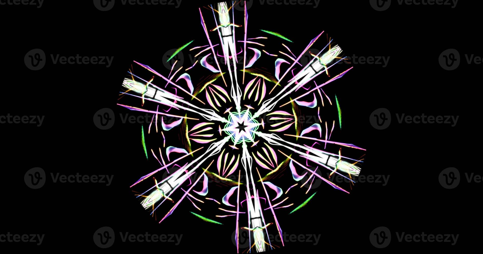 Kaleidoscopic Pattern On Dark Background In Vibrant Colors photo