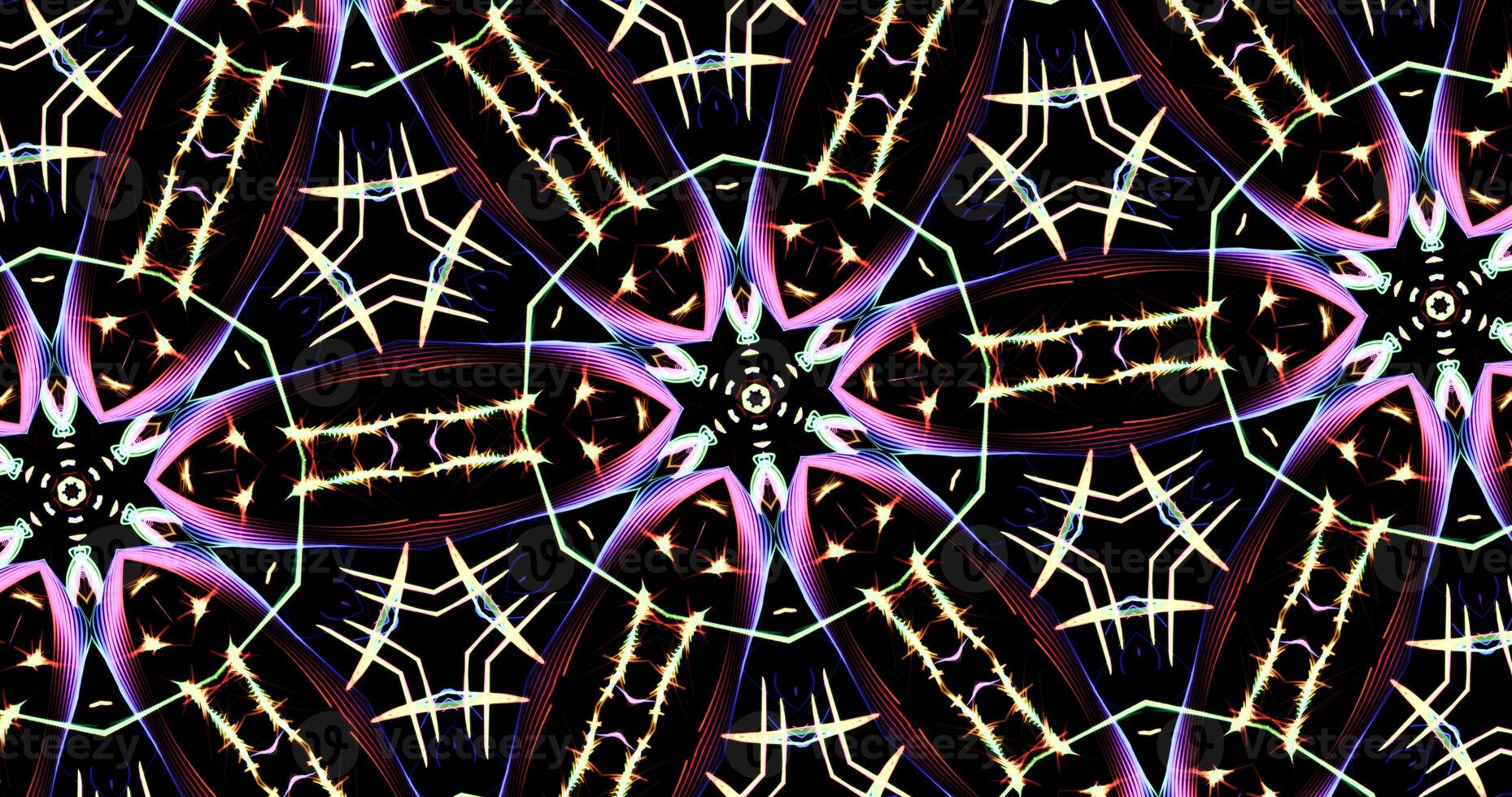 Kaleidoscopic Pattern On Dark Background In Vibrant Colors photo