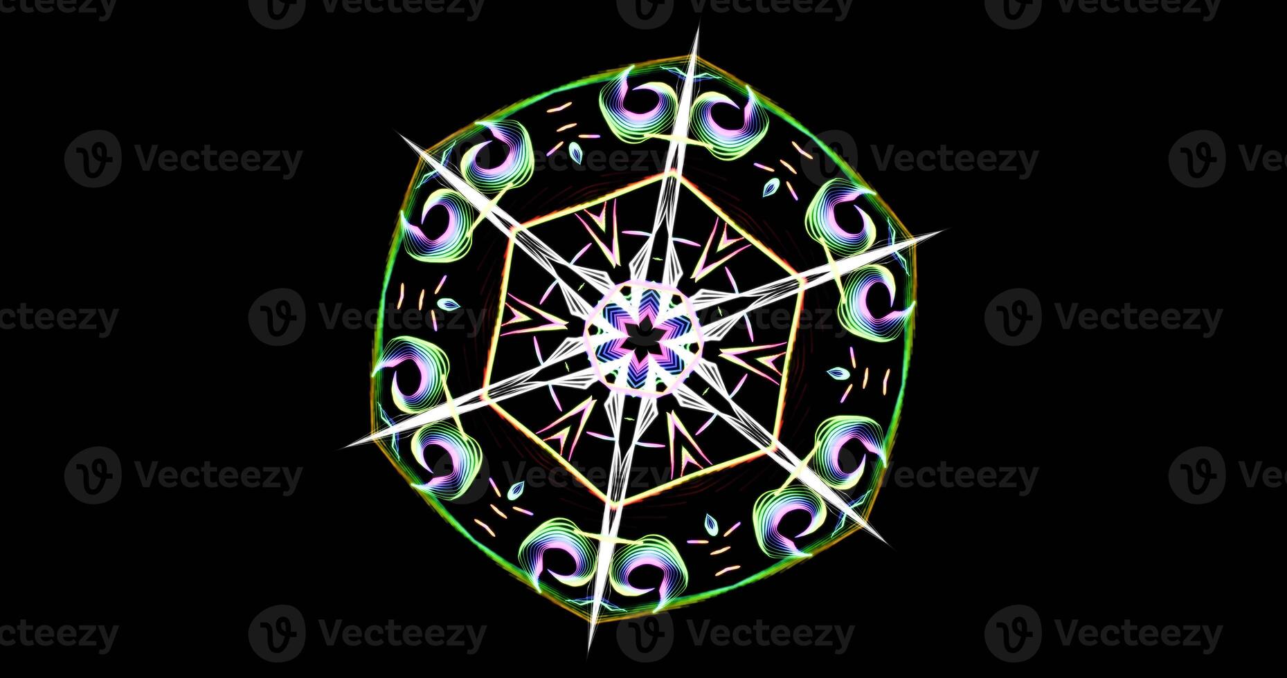 Kaleidoscopic Pattern On Dark Background In Vibrant Colors photo