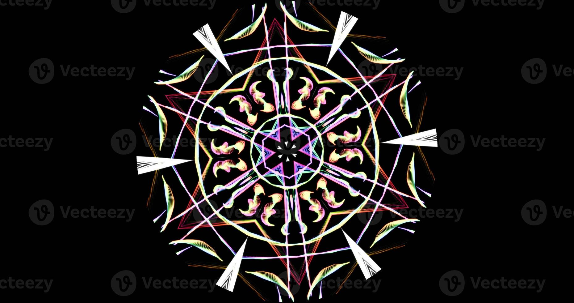 Kaleidoscopic Pattern On Dark Background In Vibrant Colors photo