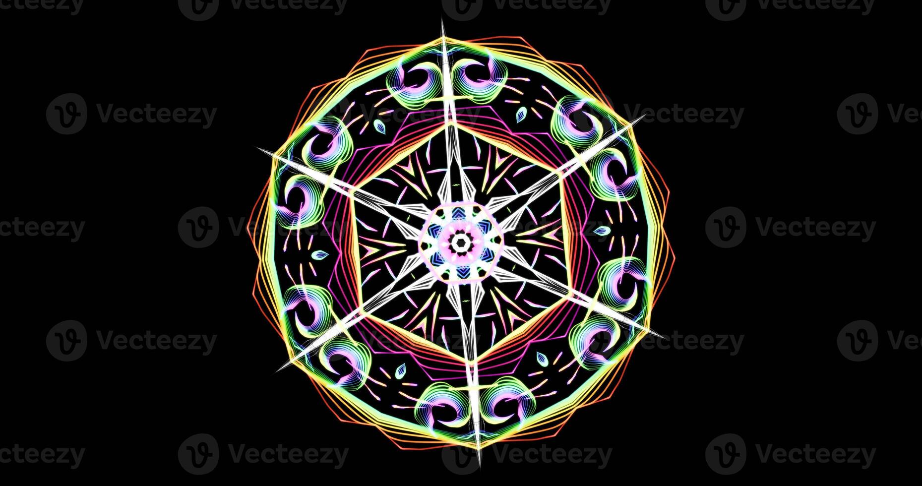 Kaleidoscopic Pattern On Dark Background In Vibrant Colors photo