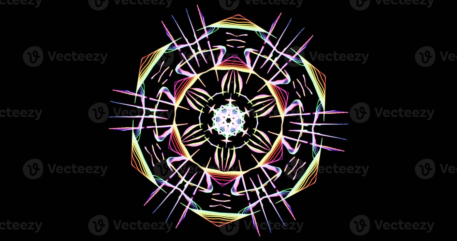 Kaleidoscopic Pattern On Dark Background In Vibrant Colors photo