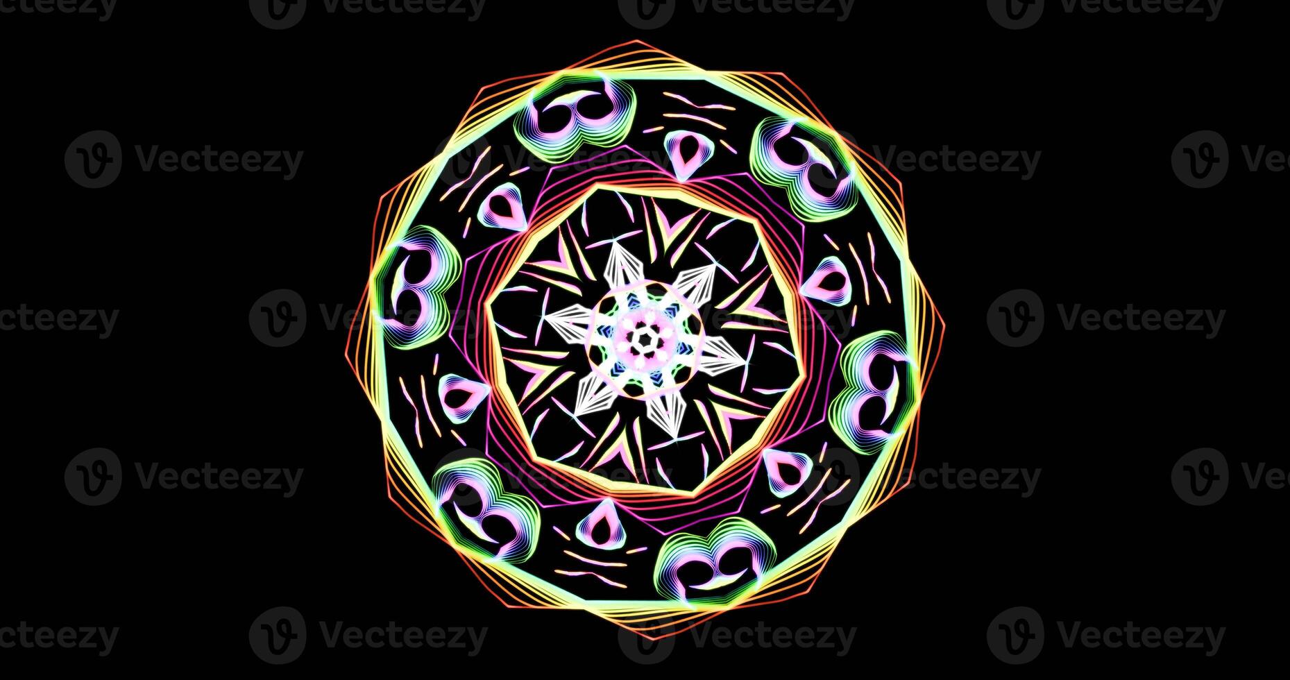 Kaleidoscopic Pattern On Dark Background In Vibrant Colors photo