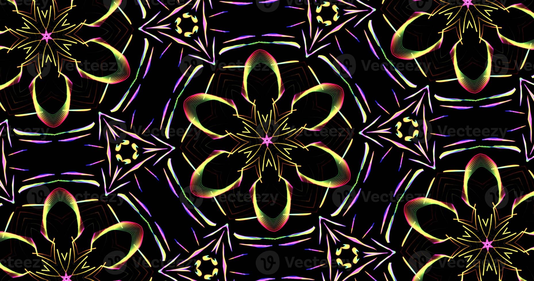 Kaleidoscopic Pattern On Dark Background In Vibrant Colors photo