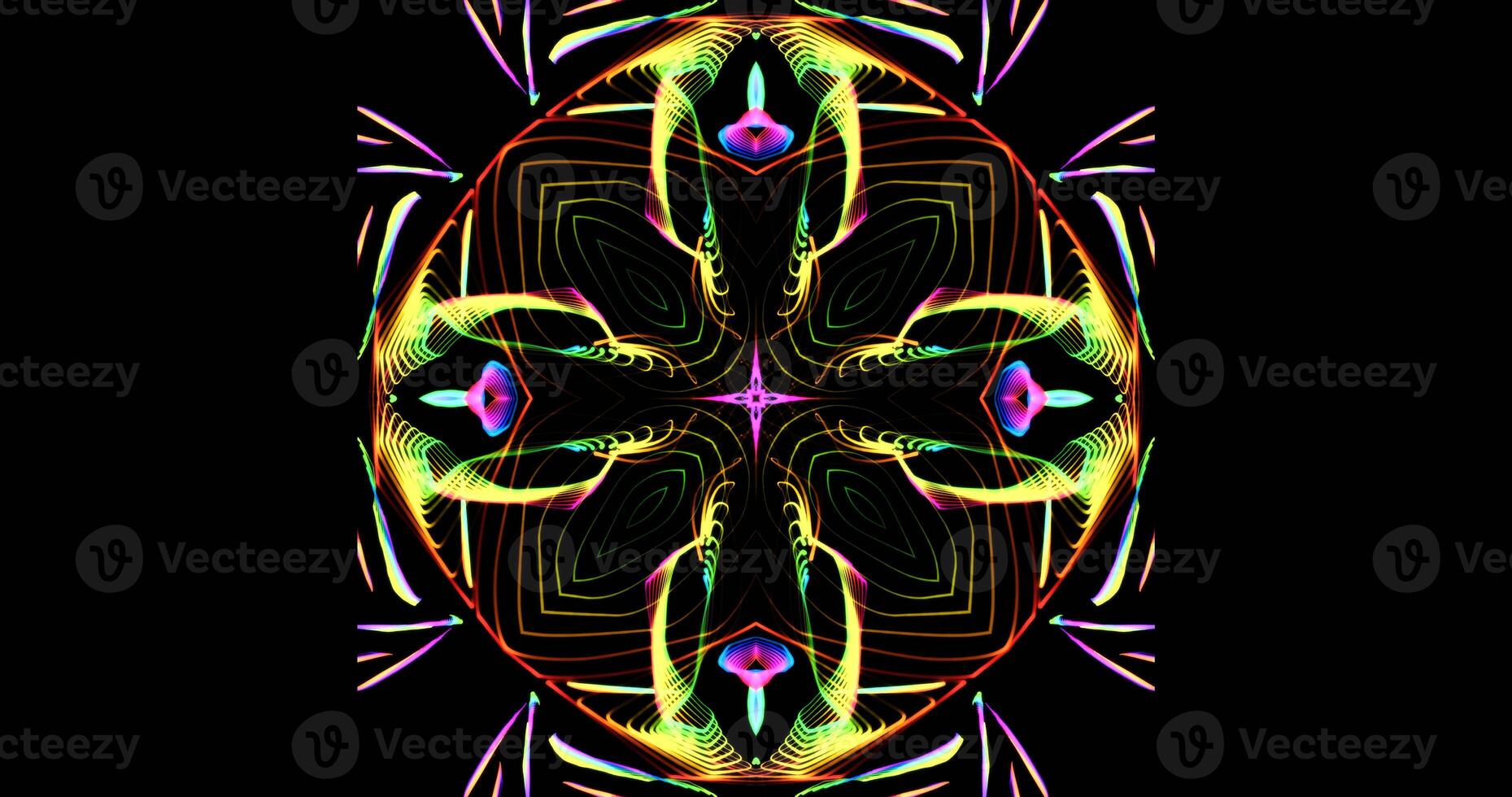 Kaleidoscopic Pattern On Dark Background In Vibrant Colors photo