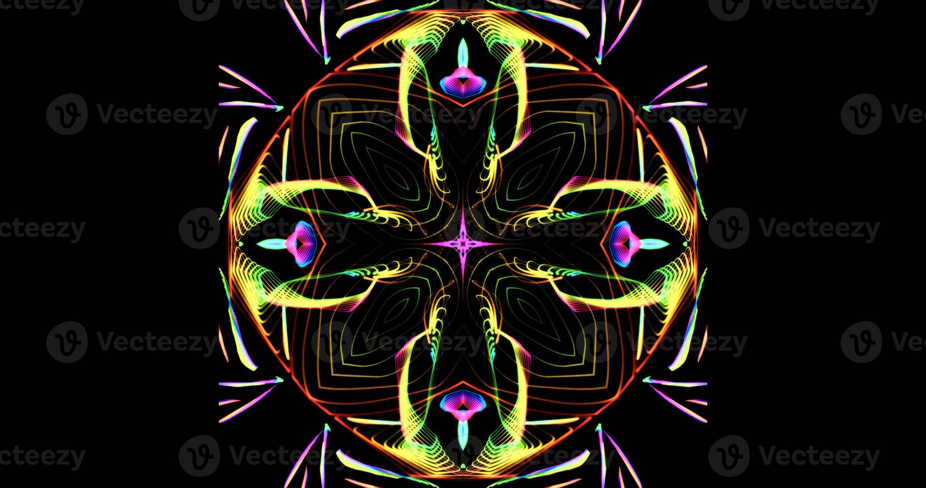 Kaleidoscopic Pattern On Dark Background In Vibrant Colors photo