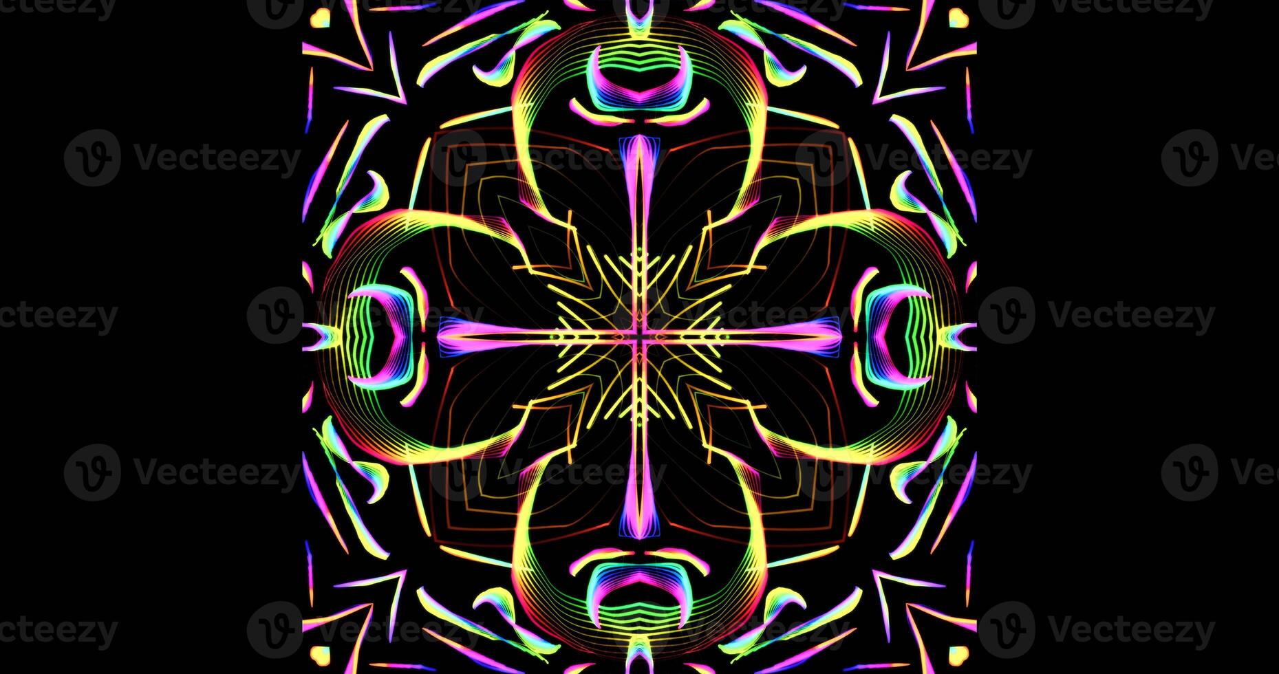 Kaleidoscopic Pattern On Dark Background In Vibrant Colors photo