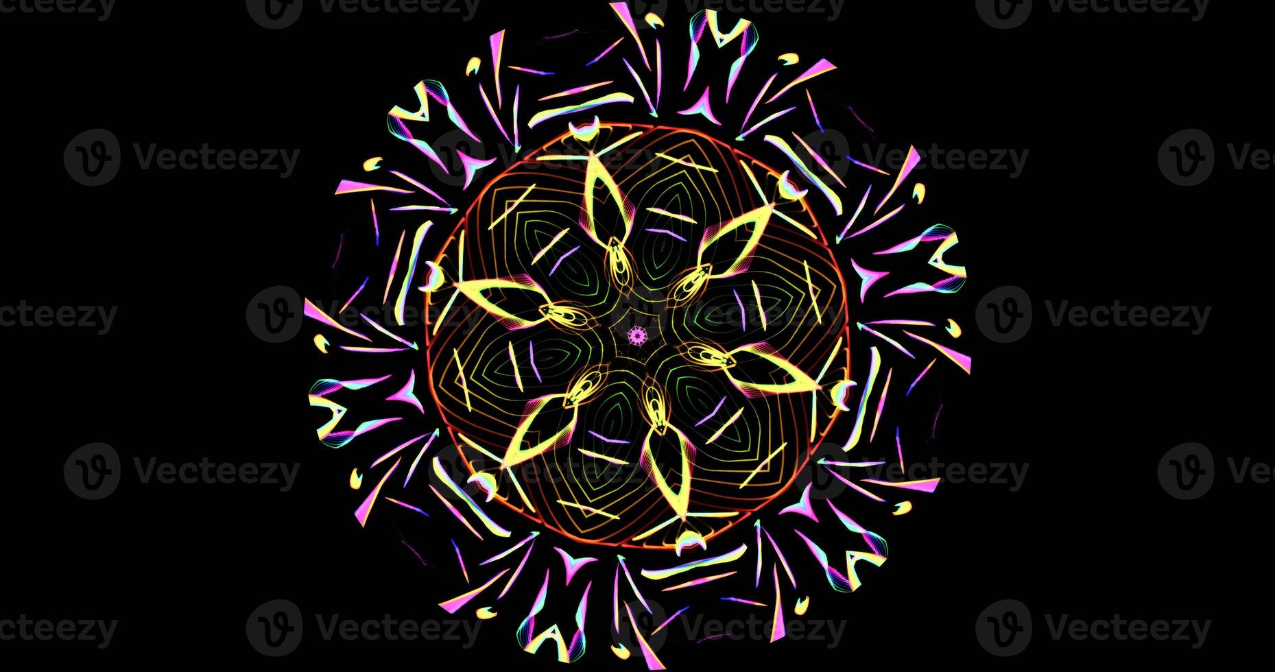 Kaleidoscopic Pattern On Dark Background In Vibrant Colors photo