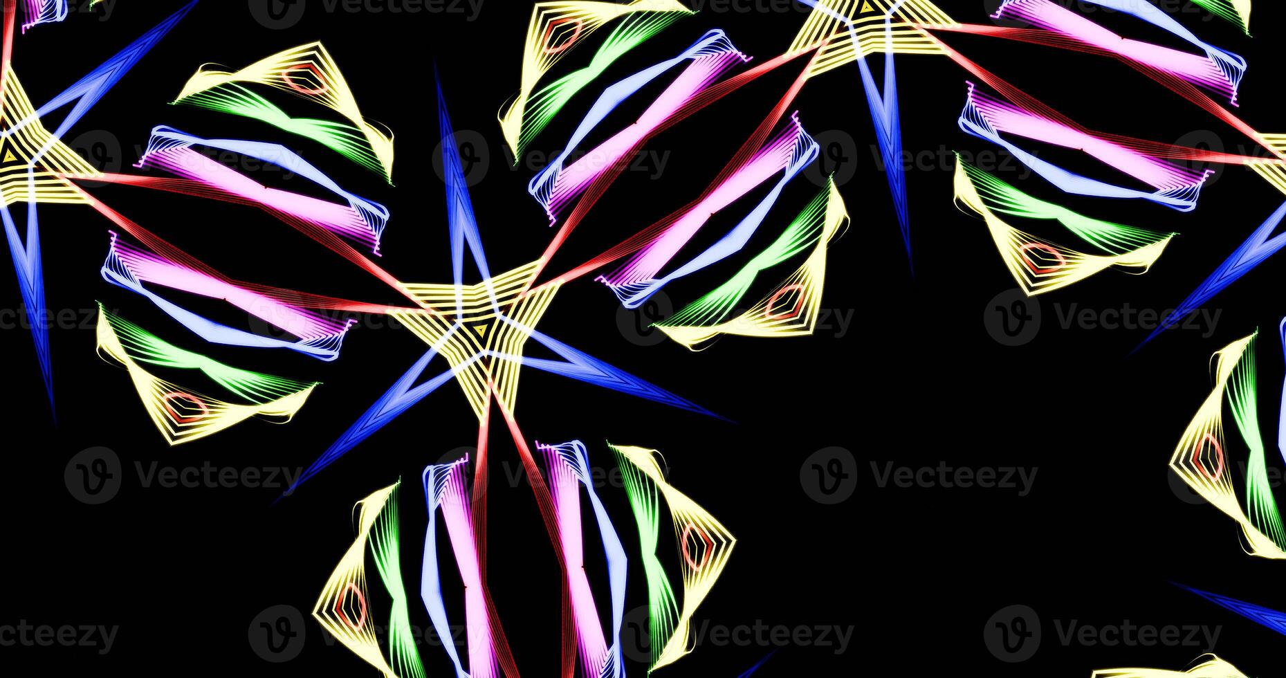 Kaleidoscopic Pattern On Dark Background In Vibrant Colors photo