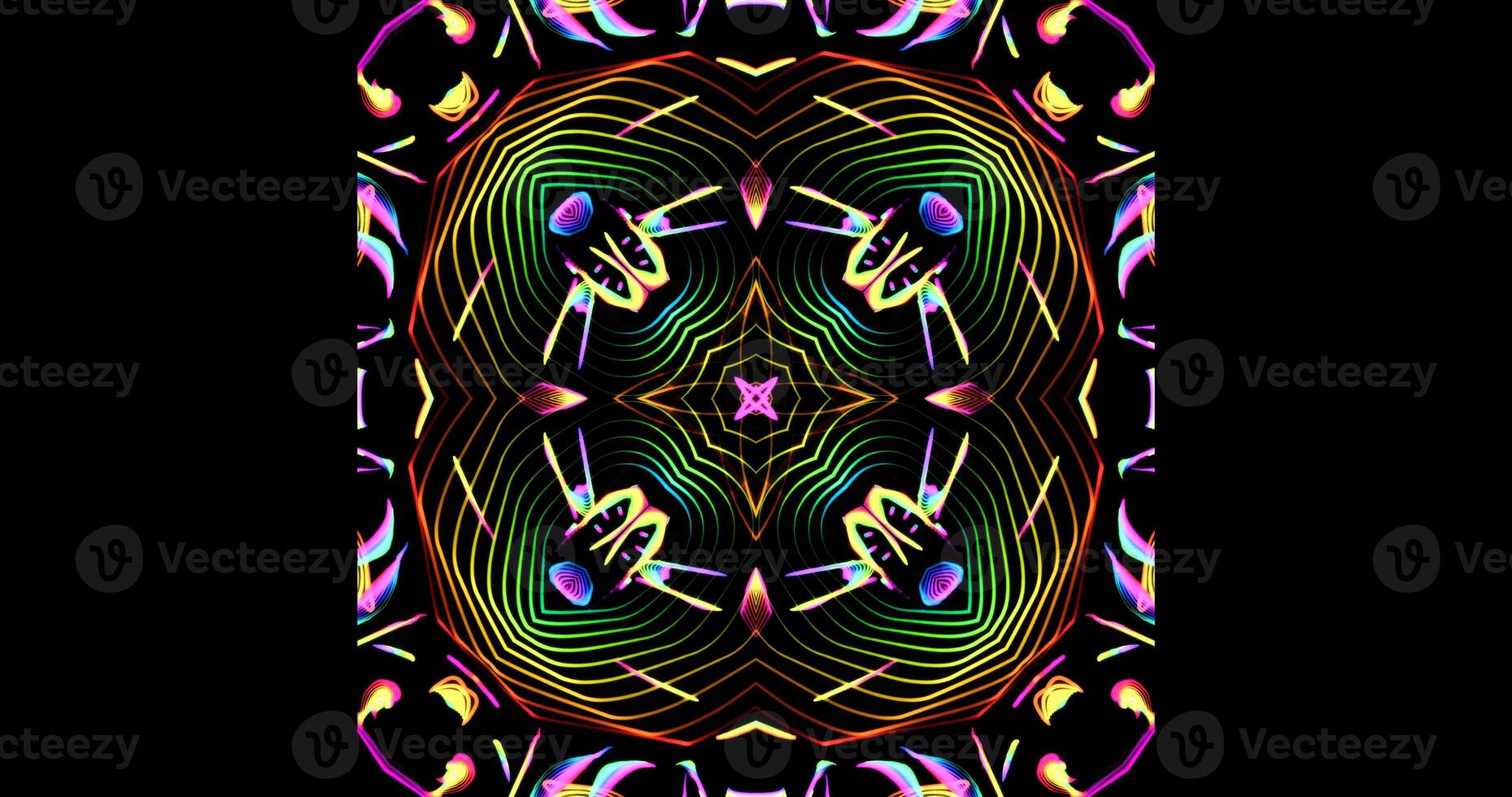 Kaleidoscopic Pattern On Dark Background In Vibrant Colors photo