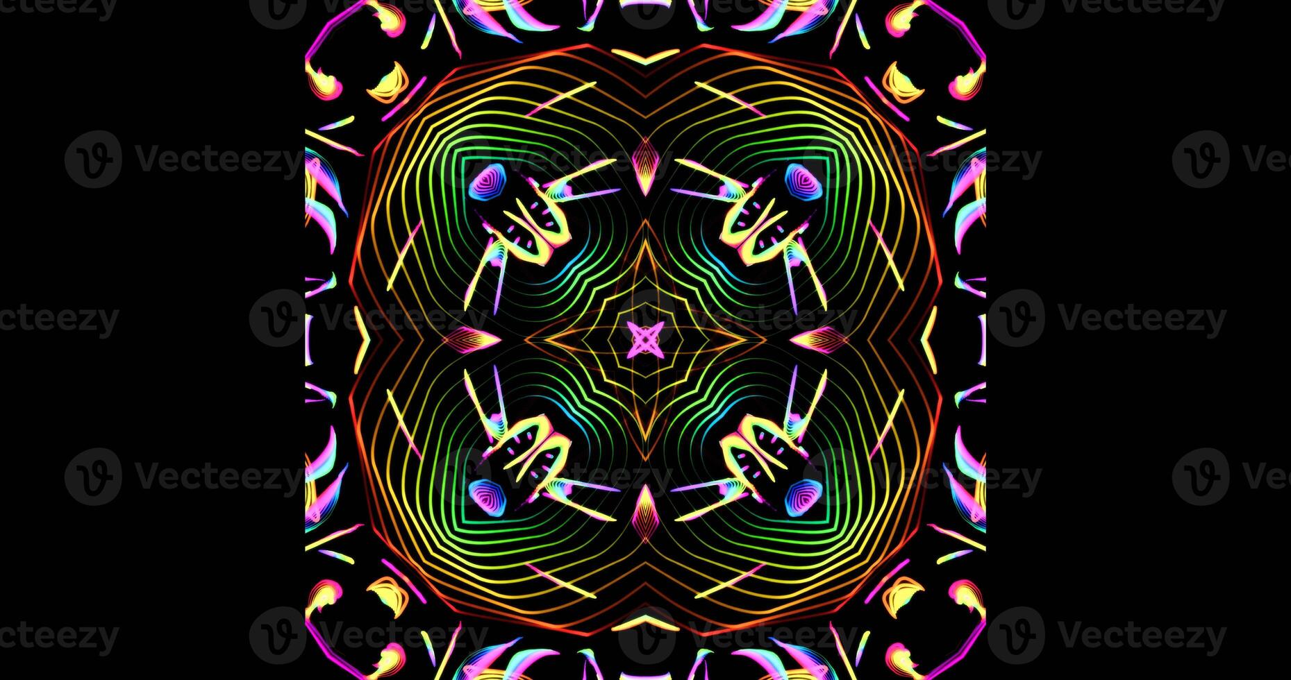 Kaleidoscopic Pattern On Dark Background In Vibrant Colors photo