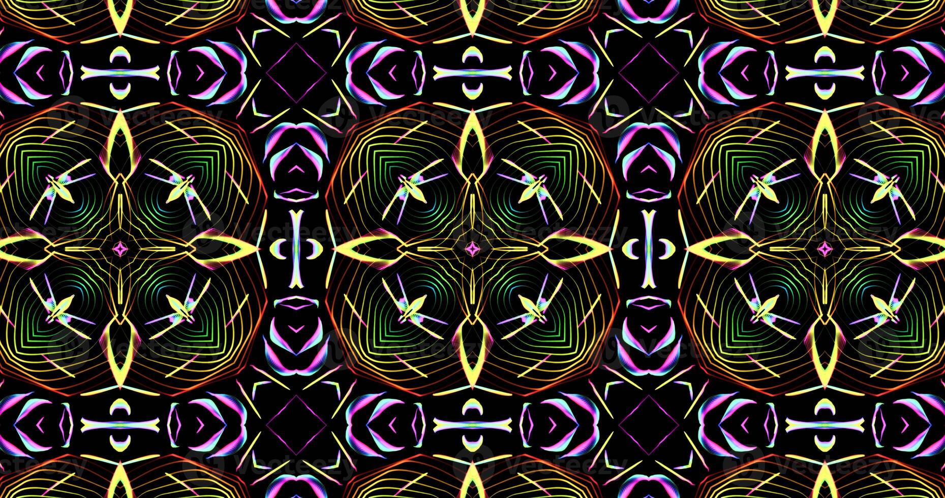 Kaleidoscopic Pattern On Dark Background In Vibrant Colors photo