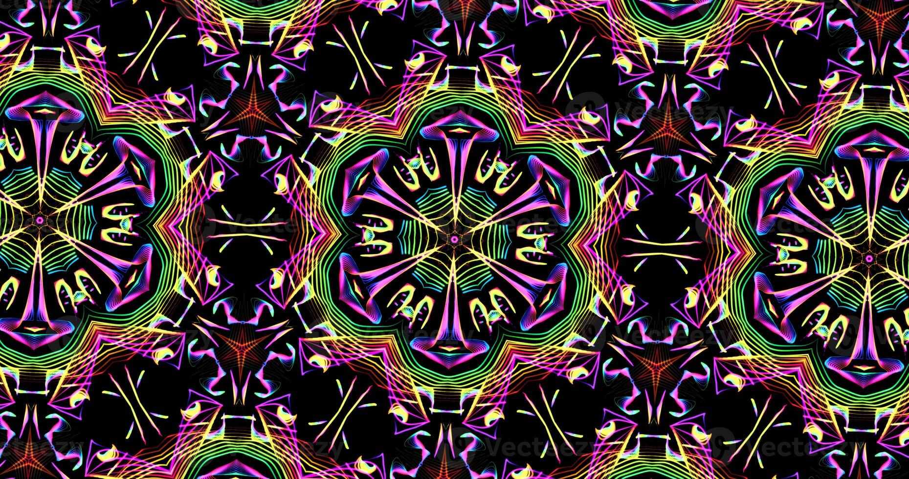 Kaleidoscopic Pattern On Dark Background In Vibrant Colors photo