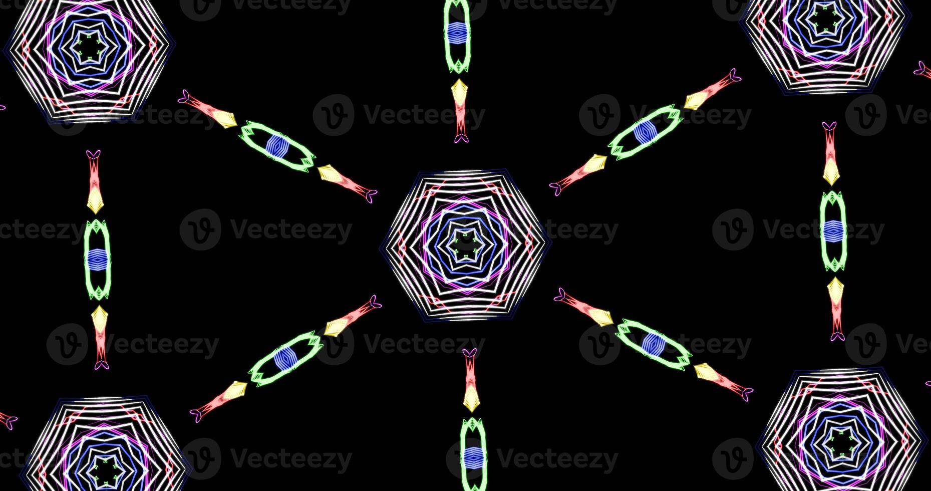 Kaleidoscopic Pattern On Dark Background In Vibrant Colors photo