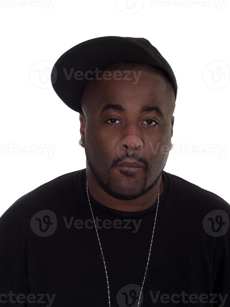 Young Black Man Portrait Shirt and Cap photo